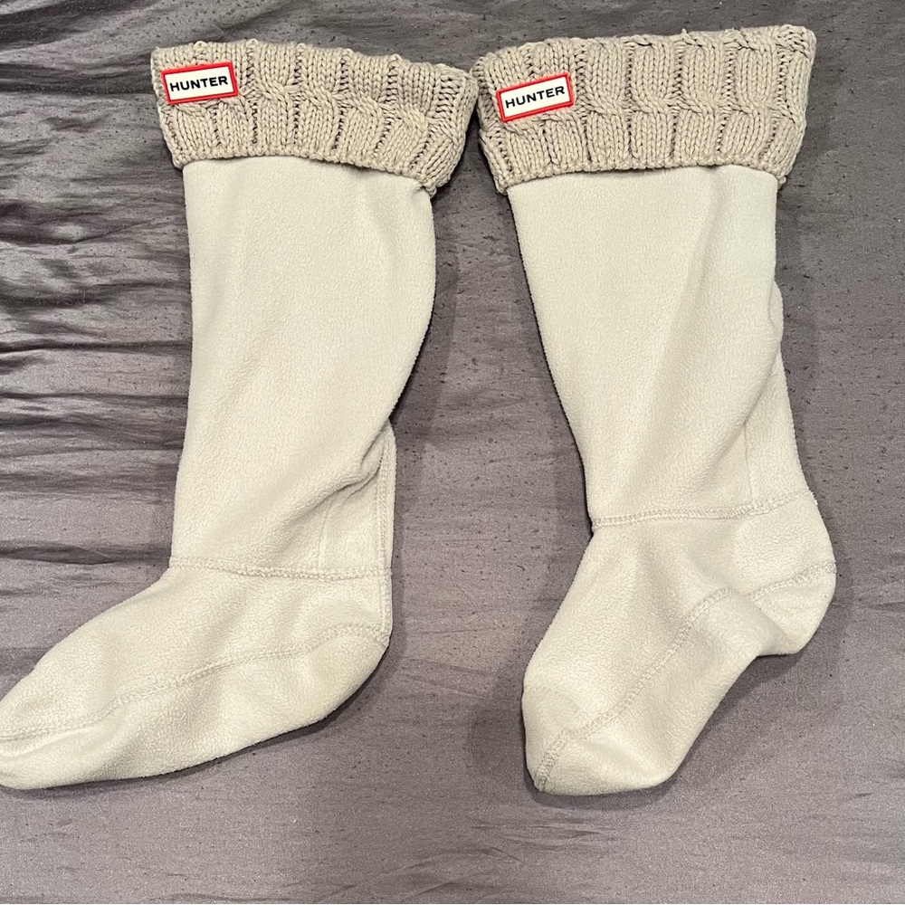 Hunter Cream Cable Knit Boot Socks